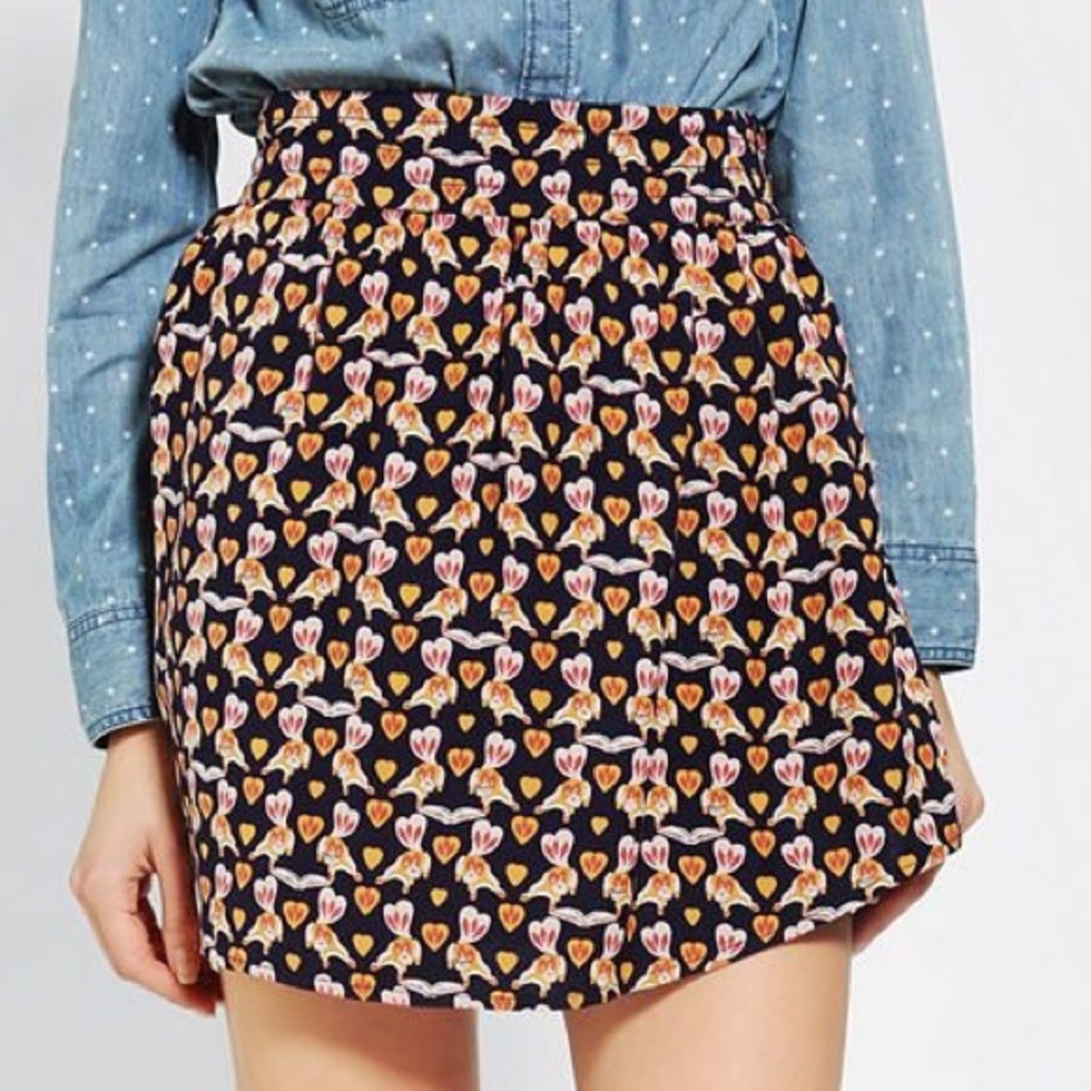 UO Cooperative | Squirrel Print Skater Skirt Sz S